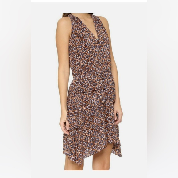 DEREK LAM 10 CROSBY MEDALLION FLORAL V NECK SLEEVELESS SILK DRESS - Picture 2 of 9